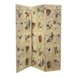 1980s Maitland -Smith Hand Painted Botanical Floral & Fruit Folding Screen For Sale