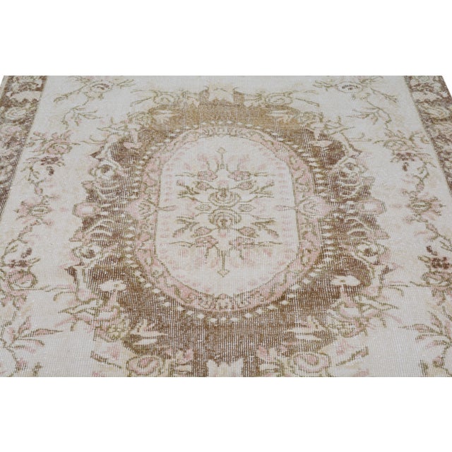 Shabby Chic Vintage Turkish Hand Knotted Whitewash Organic Wool Fine Weave Rug,5'10"X9' For Sale - Image 3 of 6