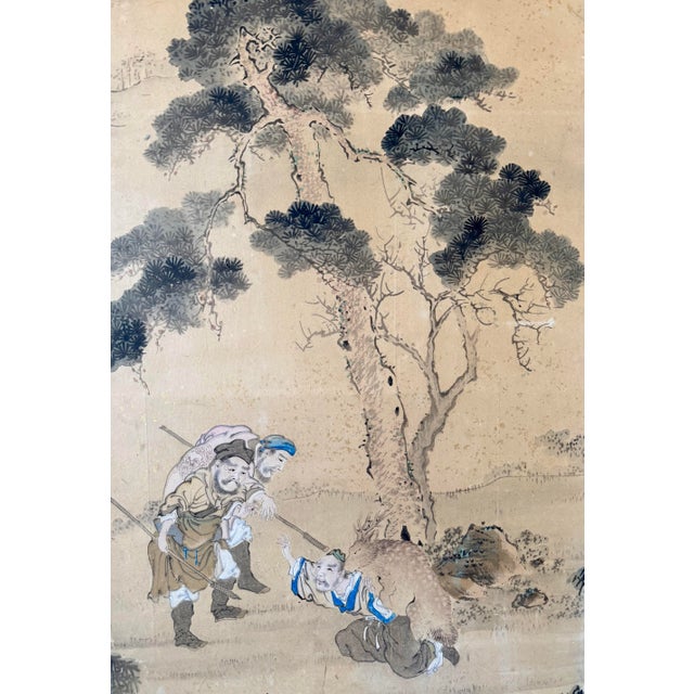 Antique Chinese Panel Folding Screen Byobu Landscape Painting For Sale In Seattle - Image 6 of 11