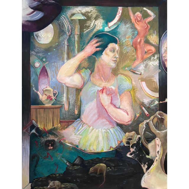 1980s Vintage Large Surrealist Figurative Pastel Drawing on Paper by Kathy Harris (Ca. 1980) For Sale - Image 5 of 5