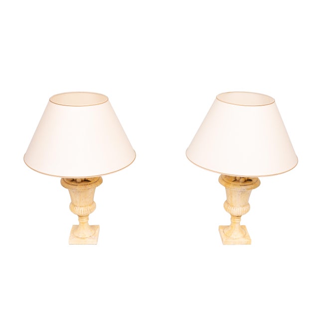 Classical Greek Fruit Ceramic Urn Table Lamps, Italy, 1970s, Set of 2 For Sale - Image 4 of 8