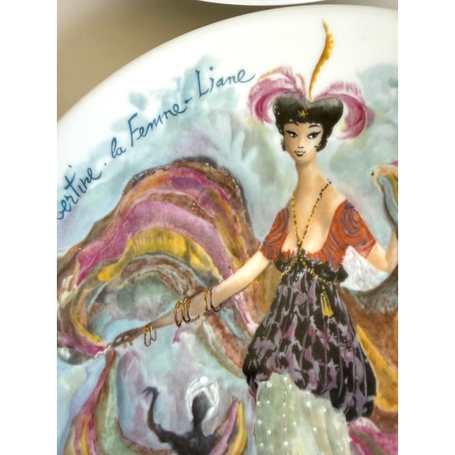 1970s D’Arceau Limoges Les Femmes Du Siècle Fashion Plates by François Ganeau – Set of 4 For Sale In Los Angeles - Image 6 of 12