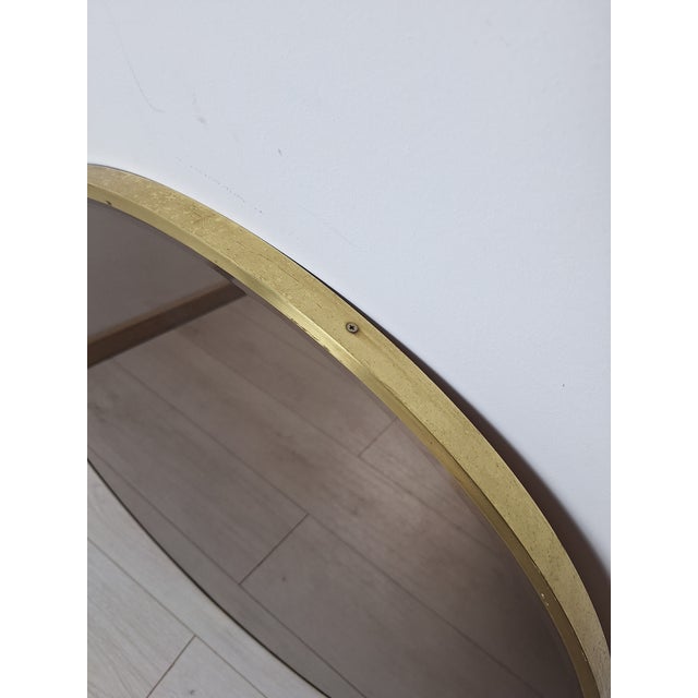 Vintage Mirror with Round Brass Frame, 1950s For Sale - Image 9 of 10