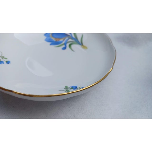 Ceramic Porcelain Tea Cup and Saucer with Hand-Painted Blue Crocus from Meissen, 1960, Set of 2 For Sale - Image 7 of 17