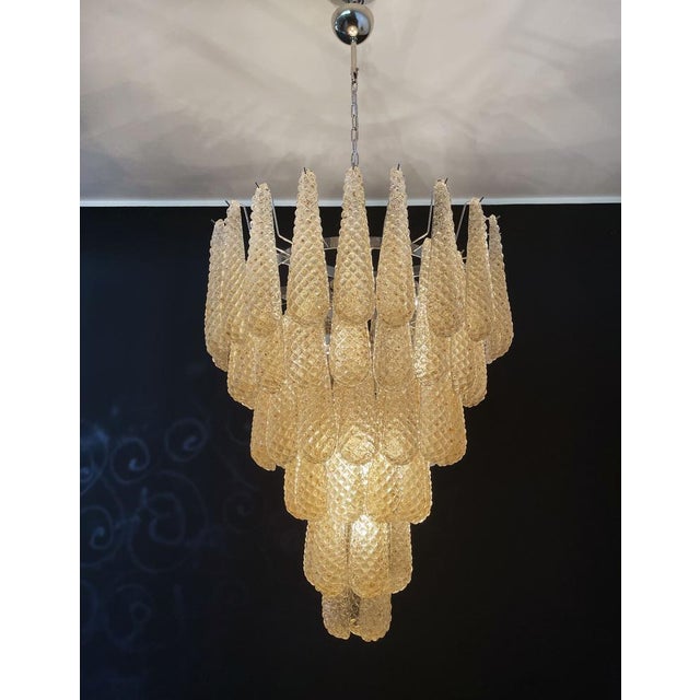 Vintage Italian Murano Chandelier with 75 Amber Glass Petals, 1990s For Sale - Image 9 of 18