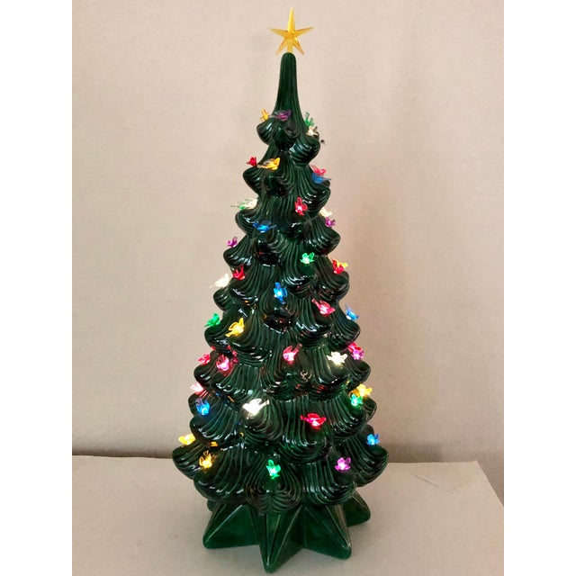 Vintage Ceramic Lighted Christmas Tree With Birds Chairish