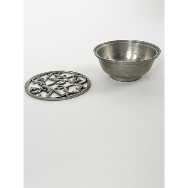 Pewter Bowl with Sculptural Openwork Lid by Edvin Ollers, Sweden, 1920s For Sale - Image 3 of 8