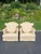 Pair of Tufted Button Back Swivel Chairs in a Cream Color With Brown Piping For Sale - Image 9 of 18