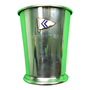 1966 Noroton Yacht Club Darien, Ct X Sheridan Silver Plate Julep Cup With Enamel Burgee Flag