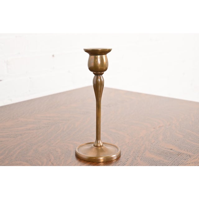 Art Deco Tiffany Studios New York Bronze Candlestick, Circa 1910 For Sale - Image 3 of 12