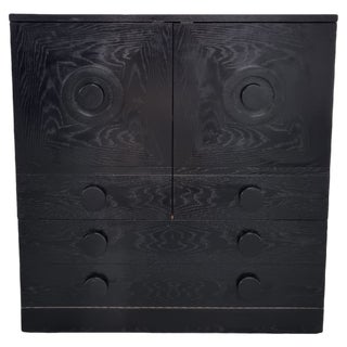 Brutalist Black Bar Cabinet with Two Doors and Three Drawers, Belgium, 1970s For Sale
