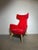 Red High Back Accent Lounge Chair in Red Floral Velvet For Sale - Image 8 of 8