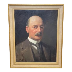Scottish Oil Painting Portrait Glasgow Iron & Steel Merchant by John McGhie Dated 1916 Framed