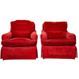 1990s Baker Furniture Plush Upholstered Club Chairs -A Pair For Sale