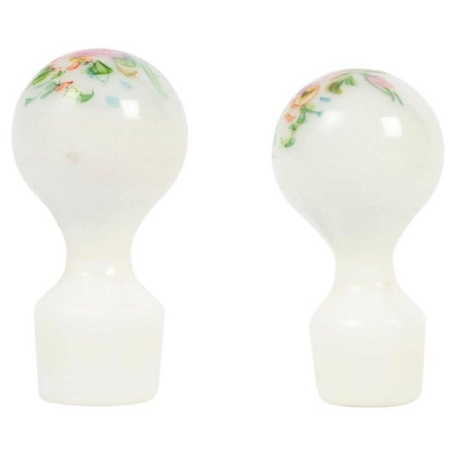 19th Century Napoleon III Painted Opaline Stoppers, Set of 2 For Sale - Image 6 of 6