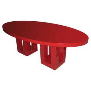 Large Red Lacquered Dining Table by Francois Champsaur, 1990s For Sale
