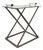 Vintage Stainless Steel & Glass Serving Table With Horn Handles For Sale