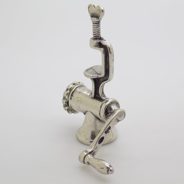 1980s Vintage Italian Handmade Silver Tomato Milling Machine for Tables Dollhouse Miniature For Sale - Image 5 of 9
