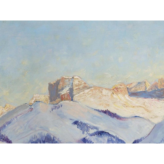Emil Donat, Sunset Over the Dolomites, Early 1900s, Oil on Canvas For Sale - Image 9 of 18