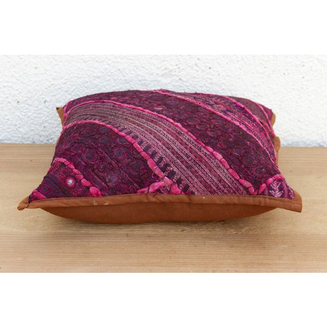 Indian Royal Magenta Antique Jaisalmer Pillow For Sale - Image 3 of 6