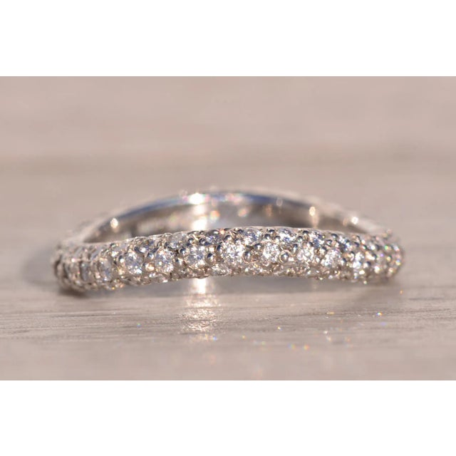 Contemporary The Pave Wave: Designer Signed Pave Set Natural Diamond Contour Eternity Band For Sale - Image 3 of 10