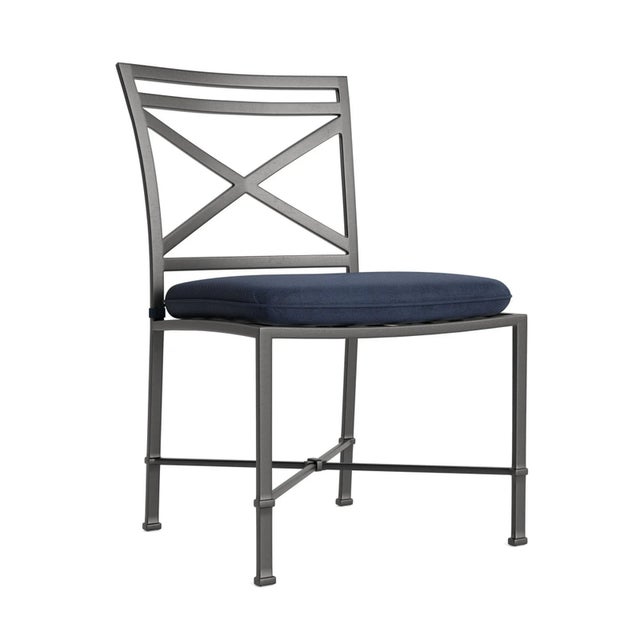 Brown Jordan Venetian Side Chair, Textured Pewter frame with Fusion Neptune fabric For Sale - Image 12 of 12