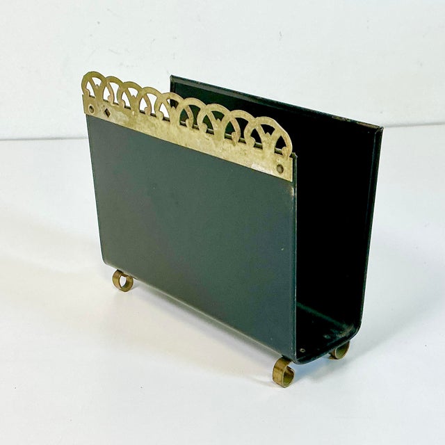 Mid-Century Modern 1970s Vintage Boho Chic Hand Painted Tole Metal Letter Holder. For Sale - Image 3 of 9