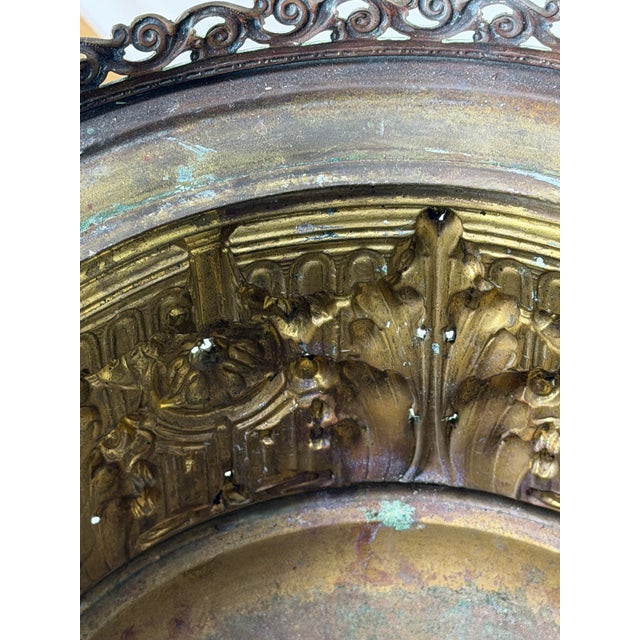 Brass Antique 1800s French Brass Cachepot Planter With Repousse' Work 10" Diameter For Sale - Image 8 of 10
