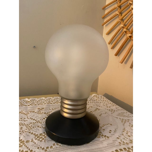 1990s Vintage Ikea Postmodern Blinda B9818 Frosted Glass Light Bulb Table Lamp For Sale - Image 5 of 6