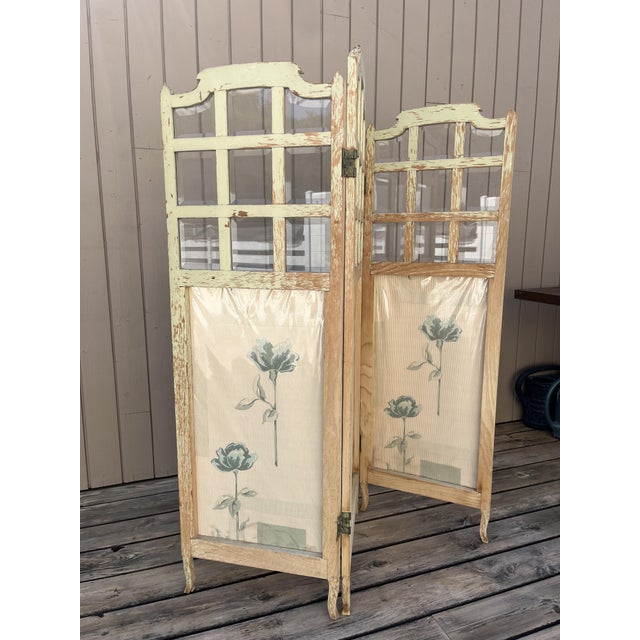 Glass and Fabric Screen, 1920s For Sale - Image 4 of 15