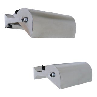Art Deco Minimalist Chrome-Plated Wall Lights, France, 1920s, Set of 2 For Sale