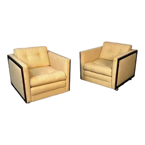 Pair Mid-Century Modern Lounge / Club Chairs, George Nelson Style, Box-Form