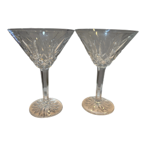 Late 20th Century Lismore Diamond Martini Glasses - a Pair