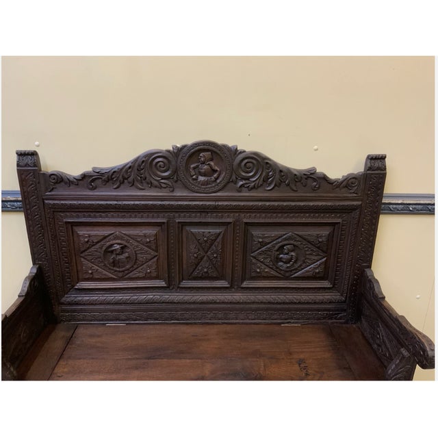 Wood Antique Breton Chest Bench, 1860 For Sale - Image 7 of 10