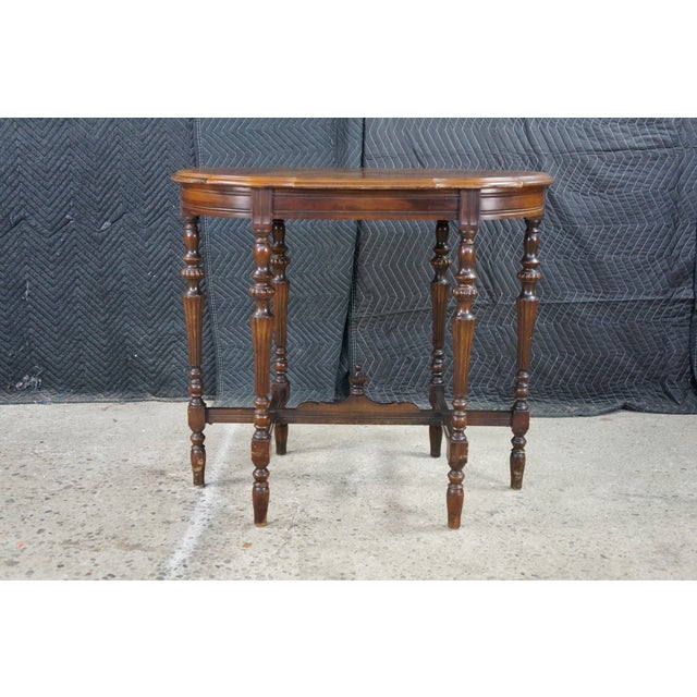 Mid Century Mersman Victorian Revival Walnut Burl Oval Inlaid Accent Table 30" For Sale - Image 18 of 18