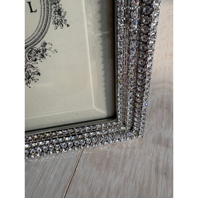 Art Deco Olivia Riegel Strass Crystal Rhinestone Silver Picture Frame in Box, 5x7 For Sale - Image 3 of 7