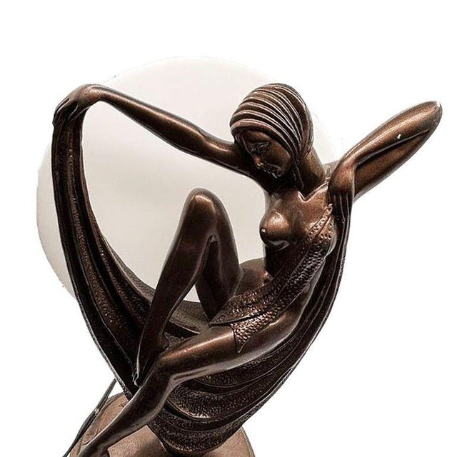 1990s Art Deco Style Nude Flapper Lamp by Crosa for Widdop Bingham & Co LTD For Sale - Image 10 of 11