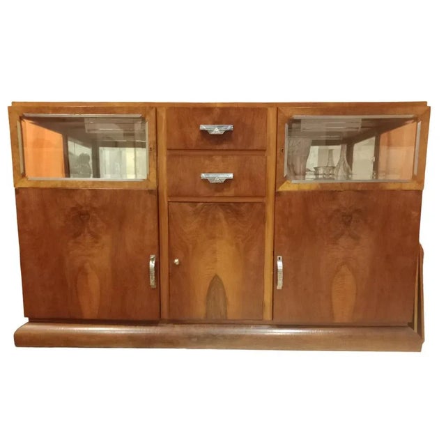 Art Deco Sideboard in Walnut with Two Enlightening Windows, 1930s For Sale - Image 3 of 9