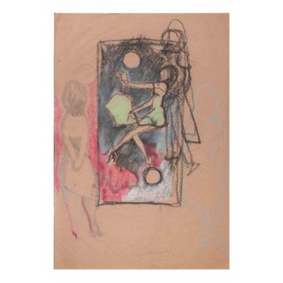 Mino Maccari, The Moonlight, 1960, Watercolor on Paper For Sale