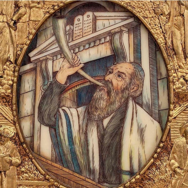 Art Deco Early 20th Century Rabbi Blowing the Shofar For Sale - Image 3 of 4