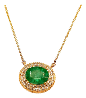 Natural Emerald Diamond Necklace 14k Gold 6.29 Tcw Certified