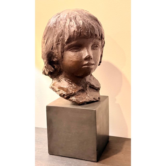 Vintage Limited Edition 1958 Reproduction Sculpture ‘Head of Coco’ (1908) by Pierre-August Renoir by Alva Museum Replicas For Sale In San Antonio - Image 6 of 12