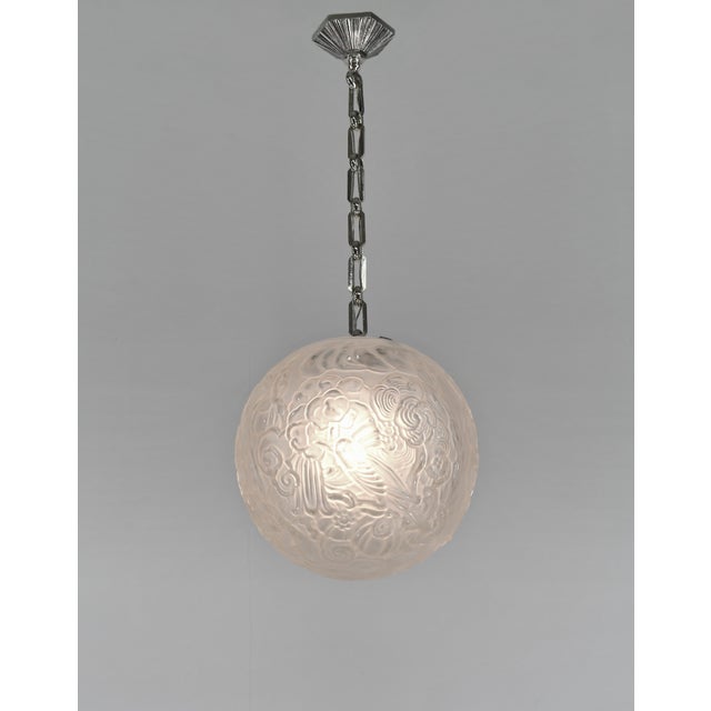 Art Deco Hettier & Vincent Large French Art Deco Pendant Light 1930s For Sale - Image 3 of 16
