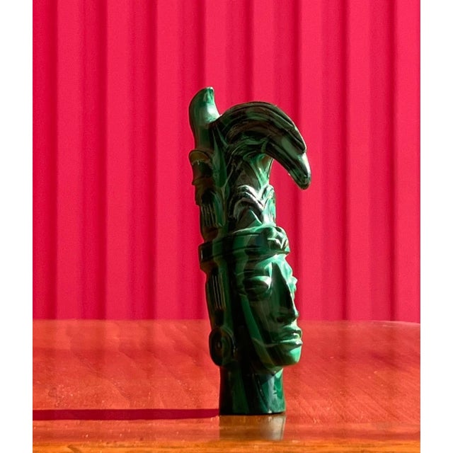20th Century Small Hand-Carved Malachite Sculpture Of An Indigenous Tribesman For Sale - Image 9 of 12