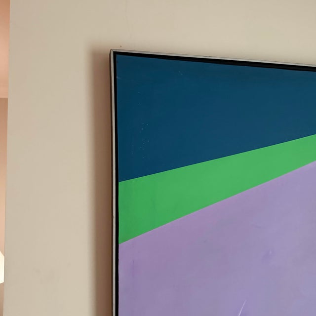 1980s Large Postmodern Geometric Framed Painting For Sale - Image 4 of 4