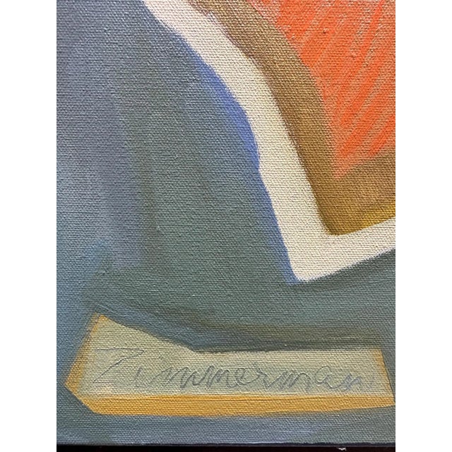 Contemporary Marc Zimmerman "Floral Abstract Iv" Oil Painting, Botanical Abstraction, Warm Earth Tones, Blue and Red Accents, Contemporary Art West Coast For Sale - Image 3 of 8