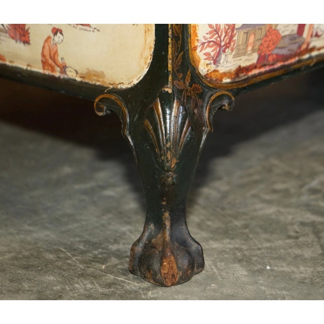 Rare Circa 1880 Howard & Sons Aesthetic Movement Chinoiserie Two-Seat Sofa With Claw & Ball Feet For Sale - Image 11 of 12