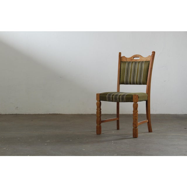 Wood Vintage Brutalist Danish Oak Dining Chairs by Henning Kjærnulf, 1960s, Set of 6 For Sale - Image 7 of 17