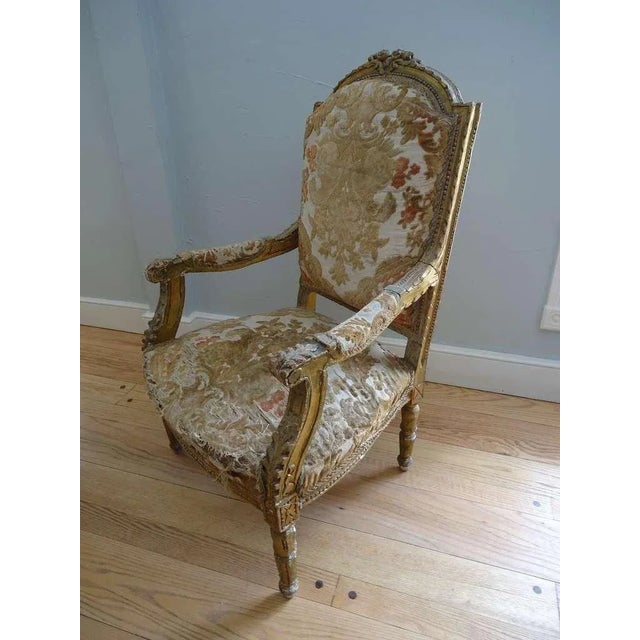 18th Century Louis XVI Giltwood Fauteuils - A Pair For Sale - Image 4 of 11