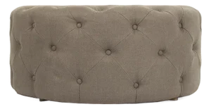 Round Tufted Ottoman - Gray Linen